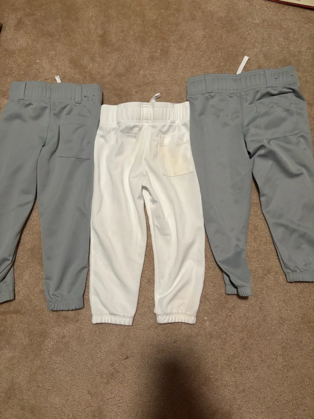 Under Armour baseball pants (3 pair) - Gray & White YXS
